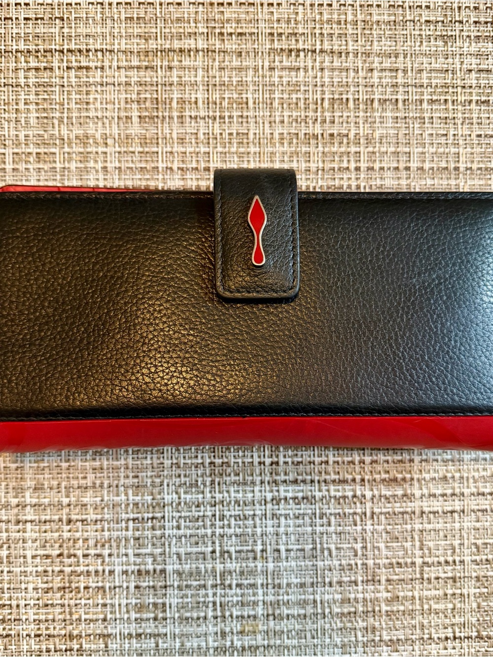 NWT Authentic Christian Louboutin Paloma Black Red Leather Wallet